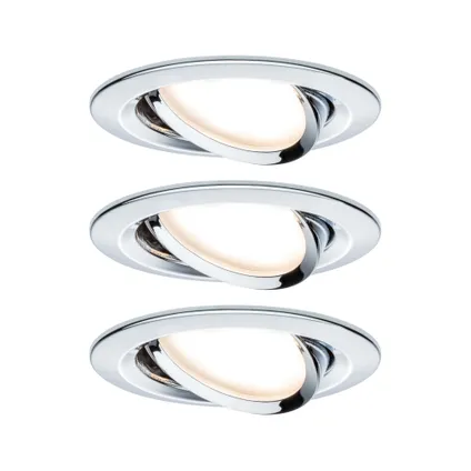 Paulmann spot encastrable LED Nova Coin 3-stepdim autour orientable chrome 3x6,5W