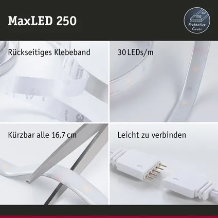 Ruban LED Paulmann MaxLED 250 2,5m blanc chaud protect cover 10W 10