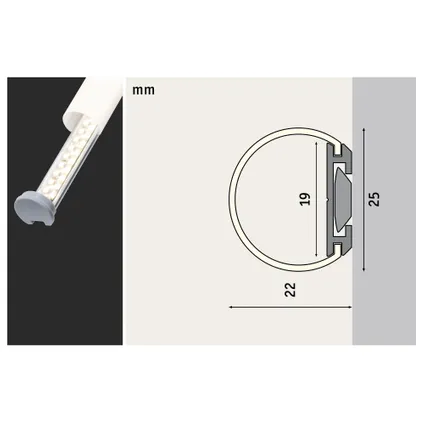 Profilé Paulmann Function Tube 1m inclus clip et embout de fermeture 14
