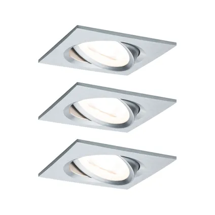 Paulmann spot encastrable LED Nova carré orientable 3-stepdim aluminium 51mm GU10 3x6,5W