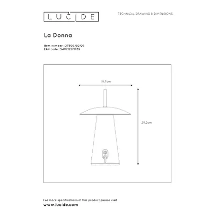 Lampe de table LED Lucide La Donna anthracite 2W 17
