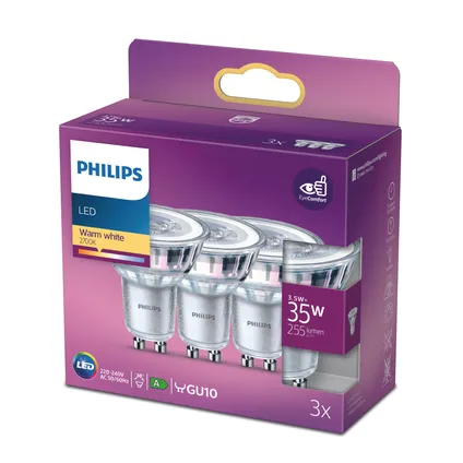 Philips ledspot warm wit GU10 3,5W 3 stuks 2