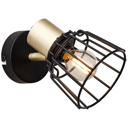 Brilliant wandlamp Posca zwart messing E14 4