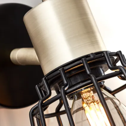Brilliant wandlamp Posca zwart messing E14 5