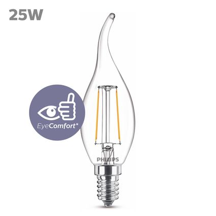 Ampoule LED bougie Philips blanc chaud E14 2W