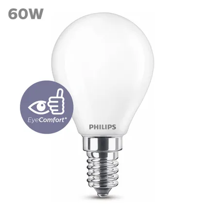 Ampoule LED sphérique Philips blanc froid E14 6,5W 6