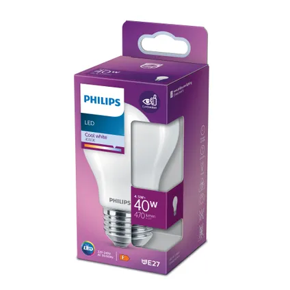 Ampoule LED Philips blanc froid E27 6,5W 3