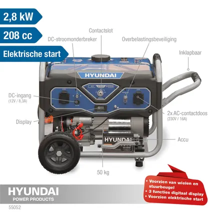 Hyundai generator 55052, 3000W 7pk ES 2