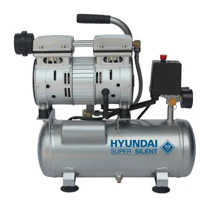 Hyundai stille 59dB compressor 6 liter - 8 BAR olievrij Low Noise