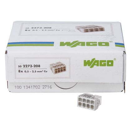 Wago minibornes automatiques 8 entrées 0,5 - 2,5 mm² grise 50 pièces