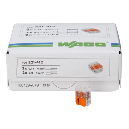 Wago minibornes automatiques à levier 2 entrées 0,2 - 4,0 mm² orange 100 pièces
