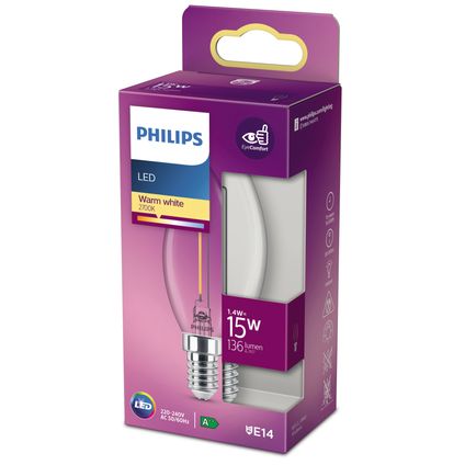 Philips ledlamp kaars warm wit E14 1,4W