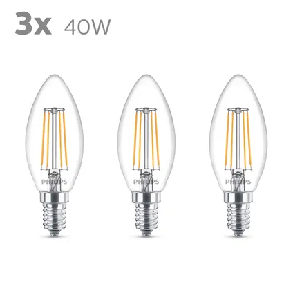 Ampoule LED bougie Philips blanc chaud E14 4,3W 3 pièces 2
