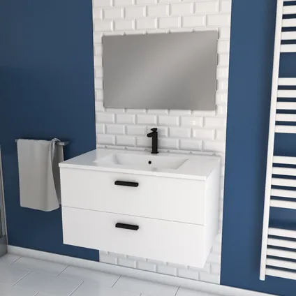 Meuble de salle de bain Aurlane Lift 80cm blanc brillant