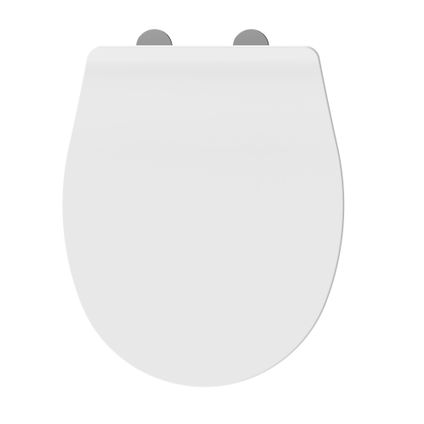 HAMIIS Abattant WC Charnières Réglables en Acier Inoxydable adaptées pour les Toilettes en Forme de O Blanc Lunette de Toilette Antibactérien de Haute Qualité Fonction de Fermeture en Douceur 
