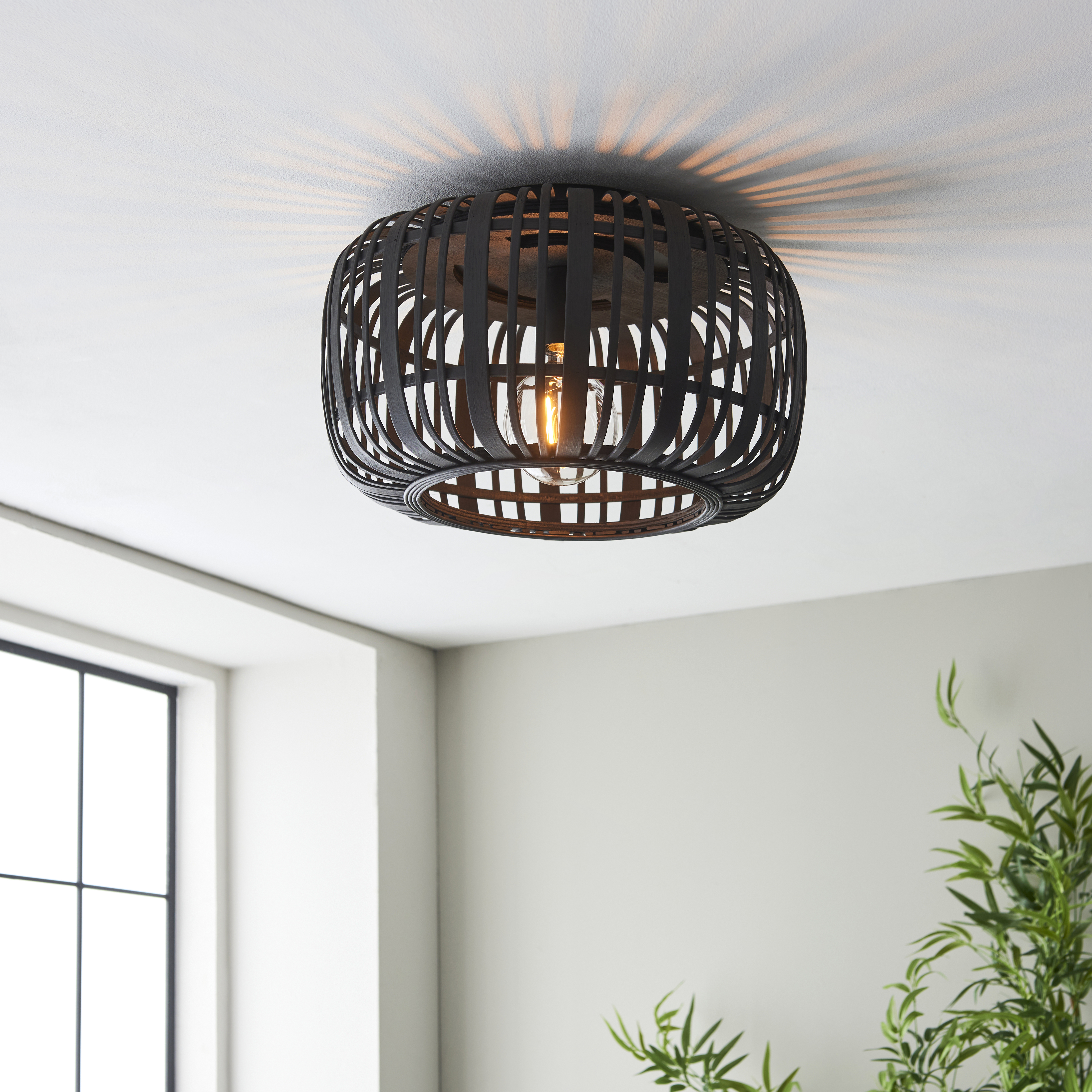 Brilliant plafondlamp Woodrow zwart ⌀40cm E27