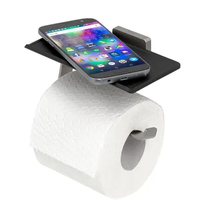 Porte-rouleau de papier toilette avec tablette Tiger Dock acier inoxydable brossé 2