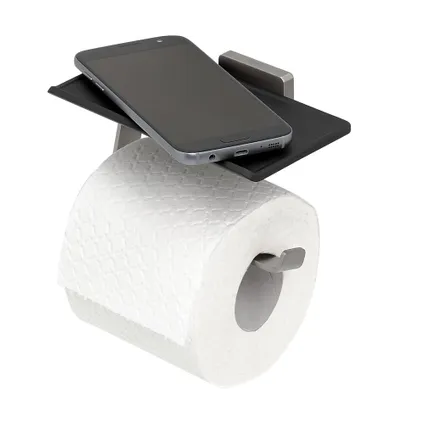 Porte-rouleau de papier toilette avec tablette Tiger Dock acier inoxydable brossé 4