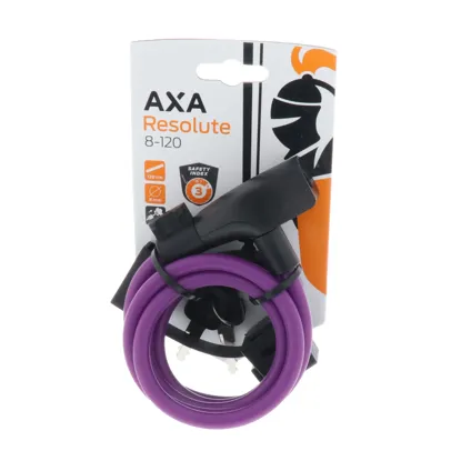 AXA spiraalkabelslot Resolute 120cm ø8mm paars 2