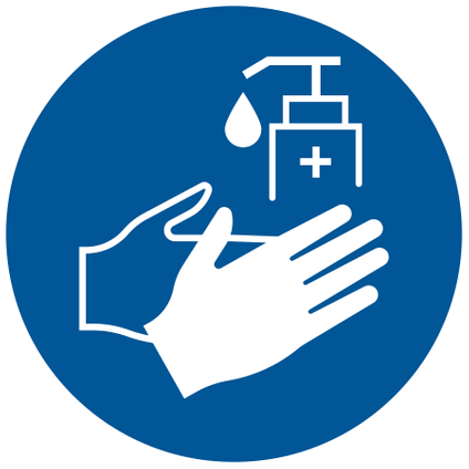 Autocollant désinfection des mains obligatoire Ø15cm bleu