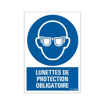 Pickup Bord  Lunettes de protection obligatoires 23x33cm blauw