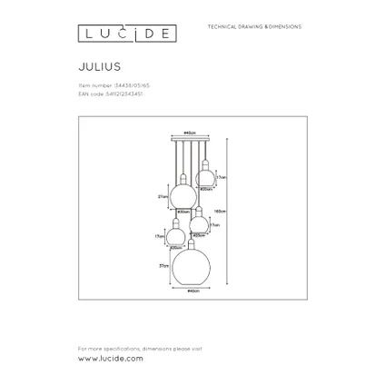 Suspension Lucide Julius laiton noir Ø40cm 5xE27 4