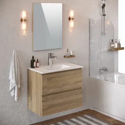 Meuble de salle de bains T-Bath Mystic en mélamine chêne clair 80cm 4