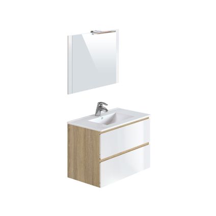 Meuble de salle de bains T-Bath Milenio chêne/blanc brillant 90cm