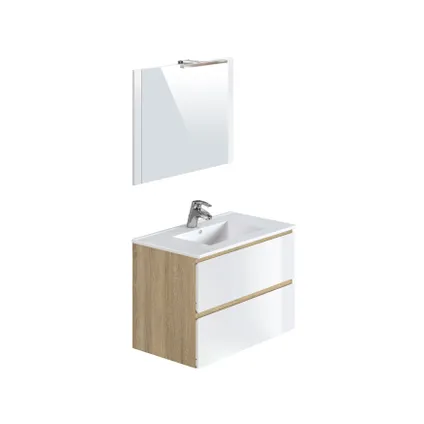 Meuble de salle de bains T-Bath Milenio chêne/blanc brillant 90cm