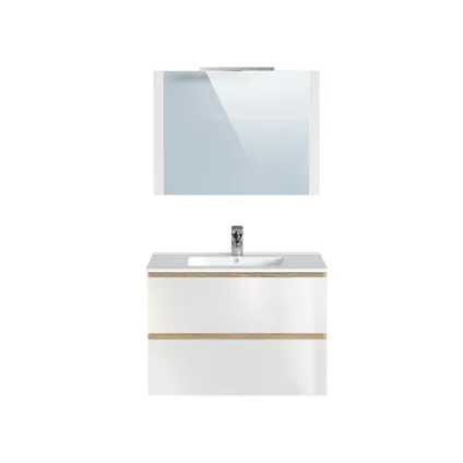 Meuble de salle de bains T-Bath Milenio chêne/blanc brillant 90cm 3