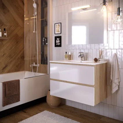 Meuble de salle de bains T-Bath Milenio chêne/blanc brillant 90cm 7