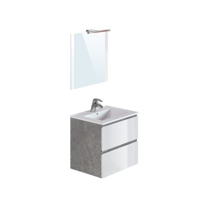Meuble de salle de bains T-Bath Milenio béton/blanc brillant 60cm