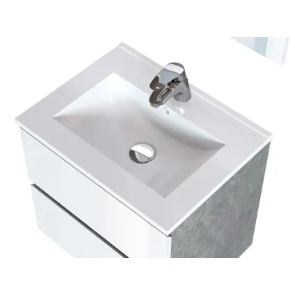 Meuble de salle de bains T-Bath Milenio béton/blanc brillant 60cm 2
