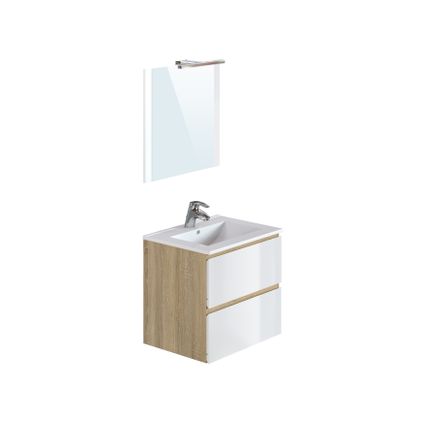Meuble de salle de bains T-Bath Milenio chêne/blanc brillant 60cm