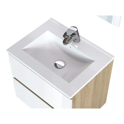 Meuble de salle de bains T-Bath Milenio chêne/blanc brillant 60cm 3
