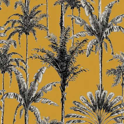 Decomode vliesbehang Vintage palm oker 2