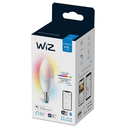 WiZ LED lampe flamme C37 couleur et lumière blanche E14 4,9W