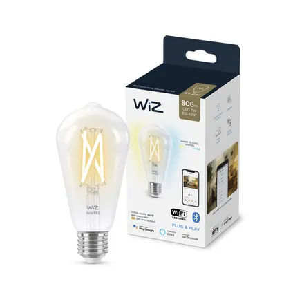Ampoule LED à filament Wiz ST64 blanche chaude ou froide E27 7W 6