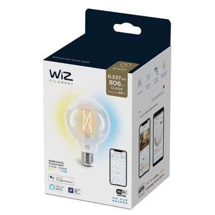 WiZ LED filamentlamp G95 warm en koelwit E27 6,7W