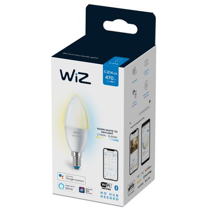 Ampoule LED flamme Wiz C37 blanche chaude ou froide E14 4,9W