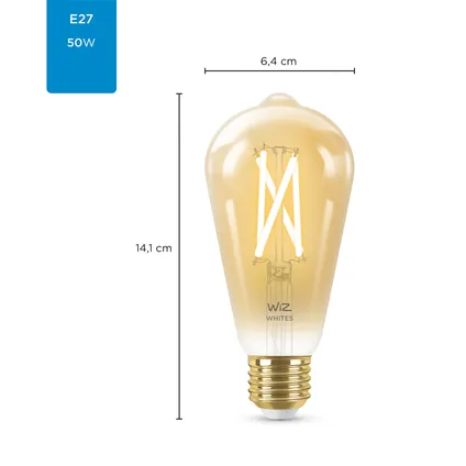 WiZ ledfilamentlamp ST64 amber E27 7W 2