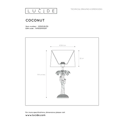 Lampe de table Lucide Extravaganza Coconut noire E27 9