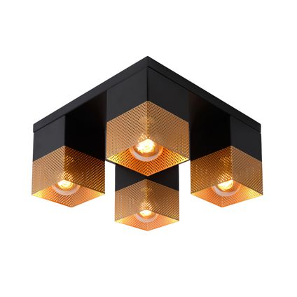 Lucide plafondlamp Renate zwart goud 4xE27