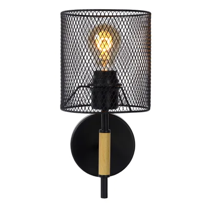 Lucide wandlamp Baskett hout zwart E27 3