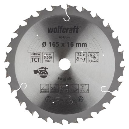 Wolfcraft cirkelzaagblad HM 165x16mm