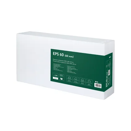Coeck EPS 60 isolatieplaat - Polystyreen - RD waarde 1,6m² K/W - 60mm - 100x50cm - 2m² - 4 stuks