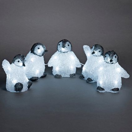 Konstsmide baby pinguïn decoratie LED 40 wit koud 5 stuks