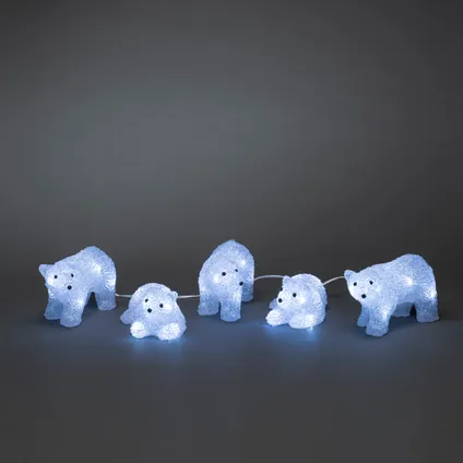 Konstsmide set van 5 ijsberen Konstsmide 15 koude witte LED's 17x7x9cm