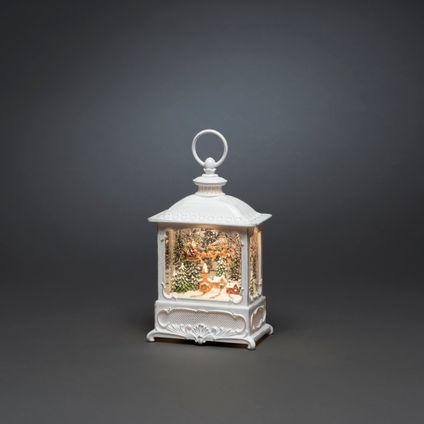 Lanterne Père Noël et village Konstsmide blanc antique LED blanc chaud 13,5x25x8,5cm