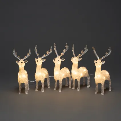 Lot de 5 rennes Konstsmide acrylique 40 LED blanc chaud